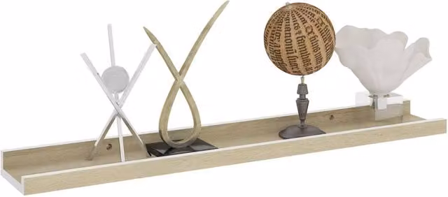 Berkfield Home Decorative Wall Shelves, 2 Piece Set in White and Sonoma Oak, W: 60 cm, D: 9 cm, H: 3 cm