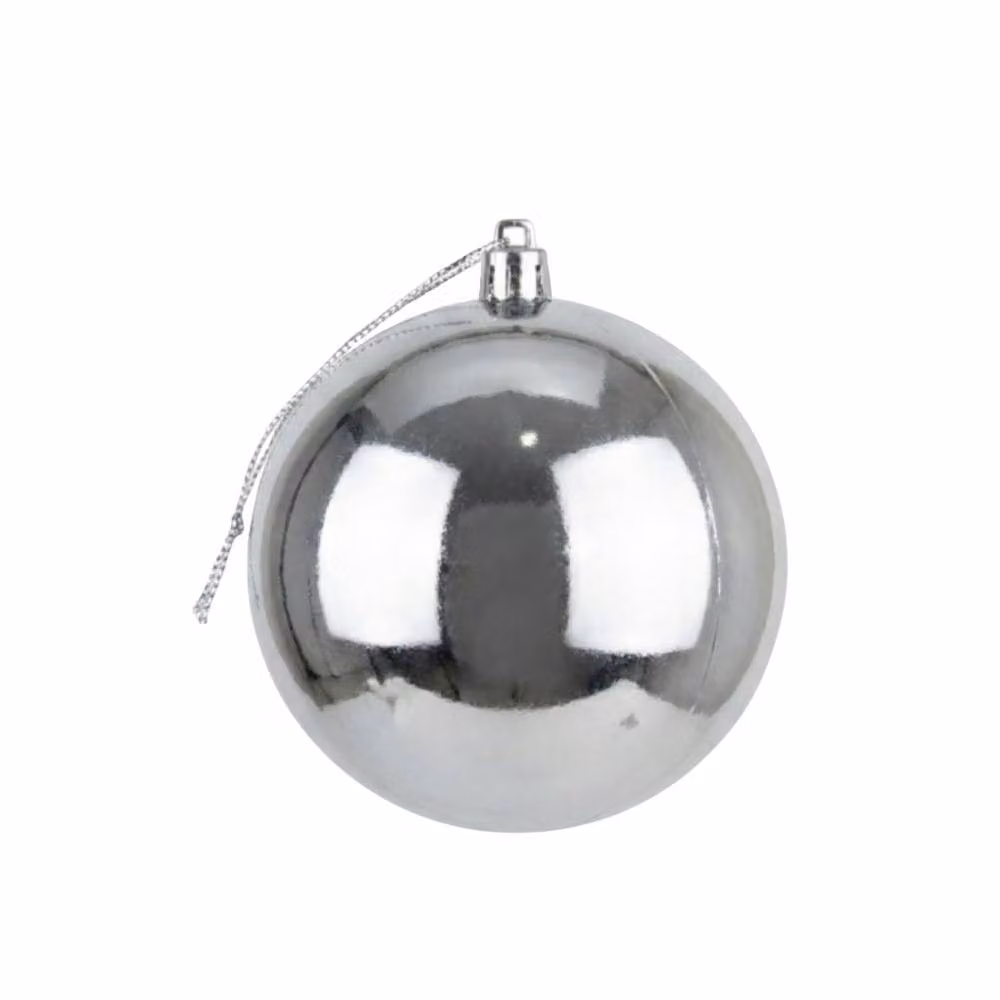 Shatchi Silver Round Plastic Christmas Bauble, Diameter: 20 cm – 3