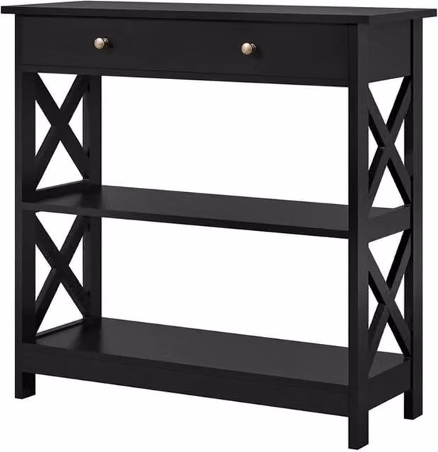 KORVIXA Modern Black Wooden Versatile Console Table W/D/H: 80 x 30 x 30 cm