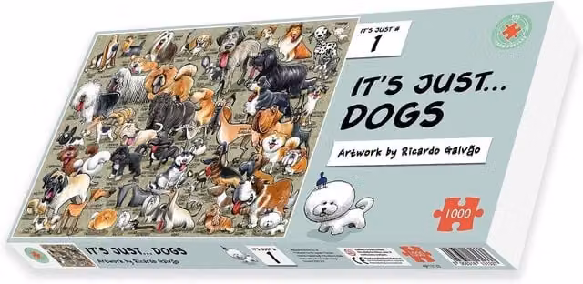It's Just Dogs! 1000 Piece Animal Jigsaw Puzzle in Yellow and Multicolour