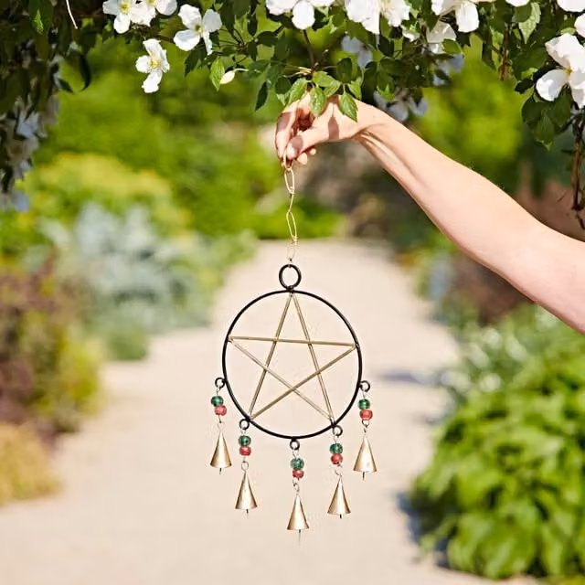 Paper High Star and Bells Wind Chime in Gold and Black