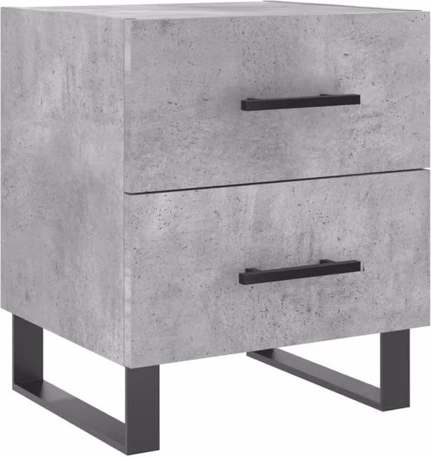 Berkfield Home Modern Bedside Cabinet in Concrete Grey, W: 40 cm, D: 35 cm, H: 47.5 cm