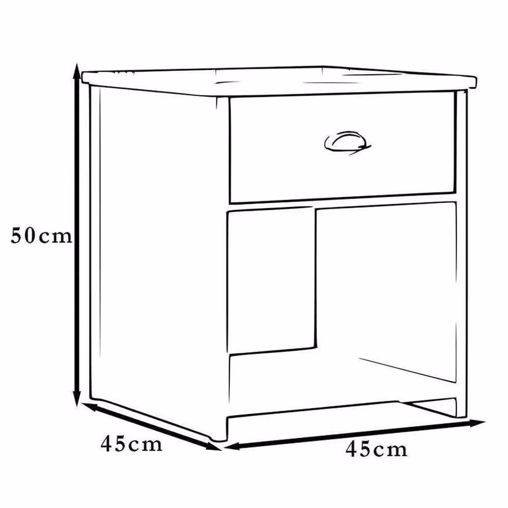 ERGOVEXA Grey Bedside Lamp Table with Oak Effect Top and One Drawer – 2