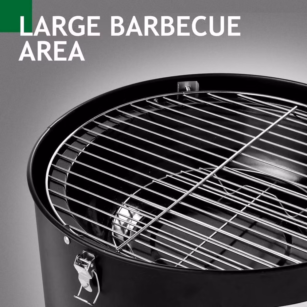 FLAVORA 3-in-1 Vertical Portable Charcoal Smoker Grill, Black Steel Column Design – 6