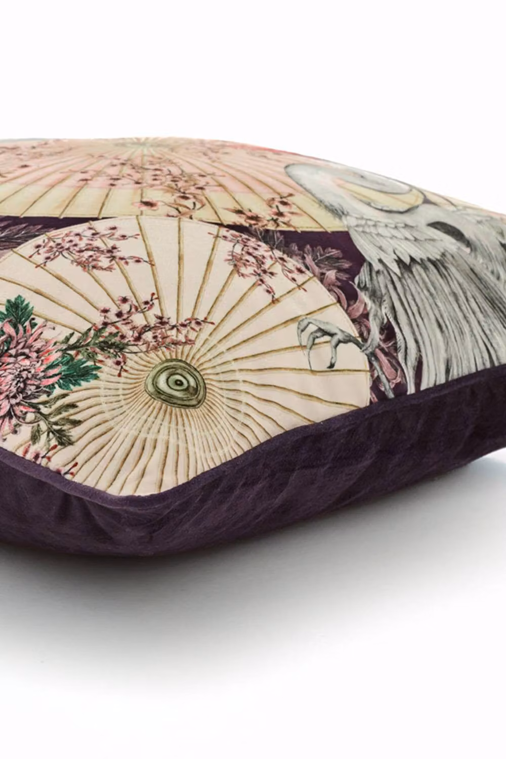 House of Norris Sakura Sunshade Velvet Mink Printed Cushion with Satin Trim, Multicolour, W/D/H: 50 x 50 x 50 cm – 2