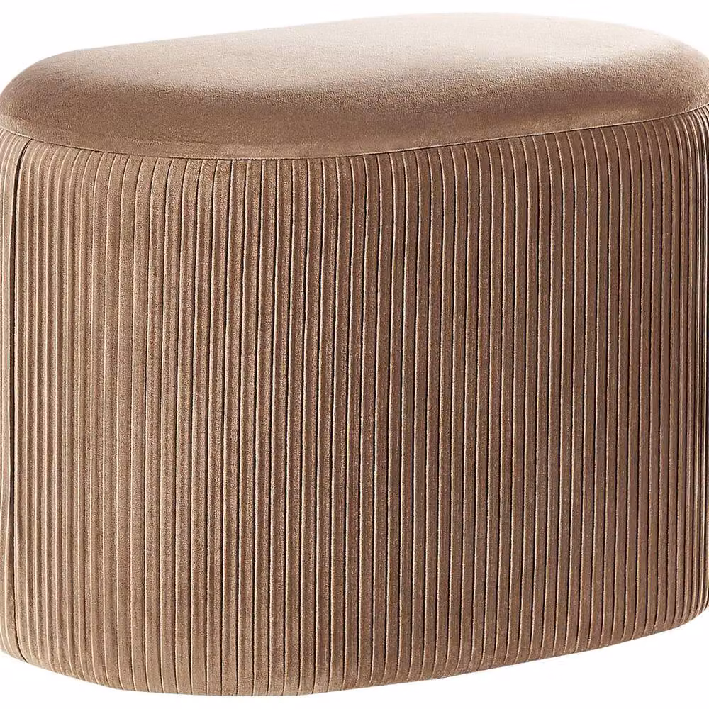 Wyld and Coco Beige Velvet Glamour Pouffe with Hidden Storage – 2