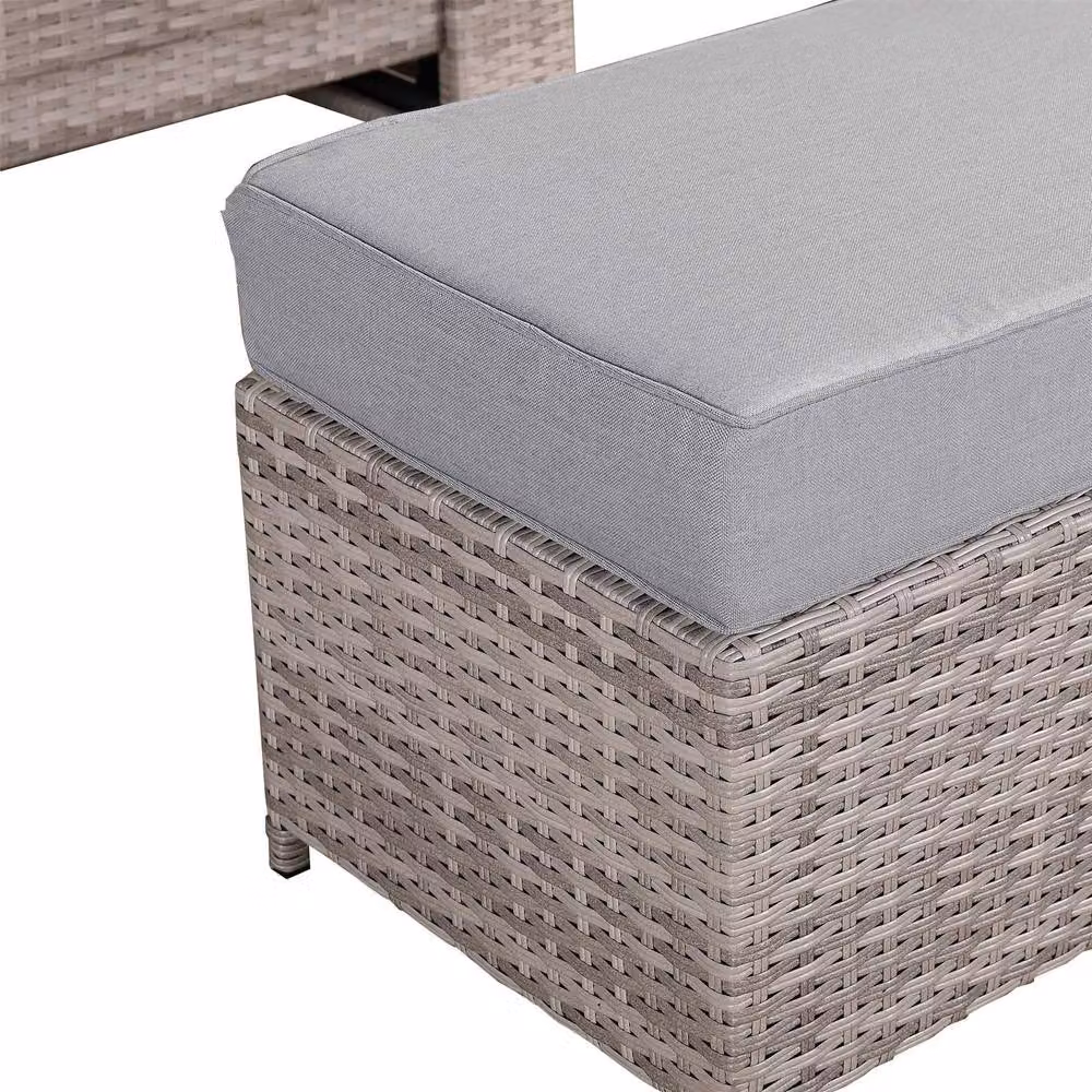 Furnishings For Less UK Rattan Corner Garden Sofa Set with Rising Table in Grey – 4