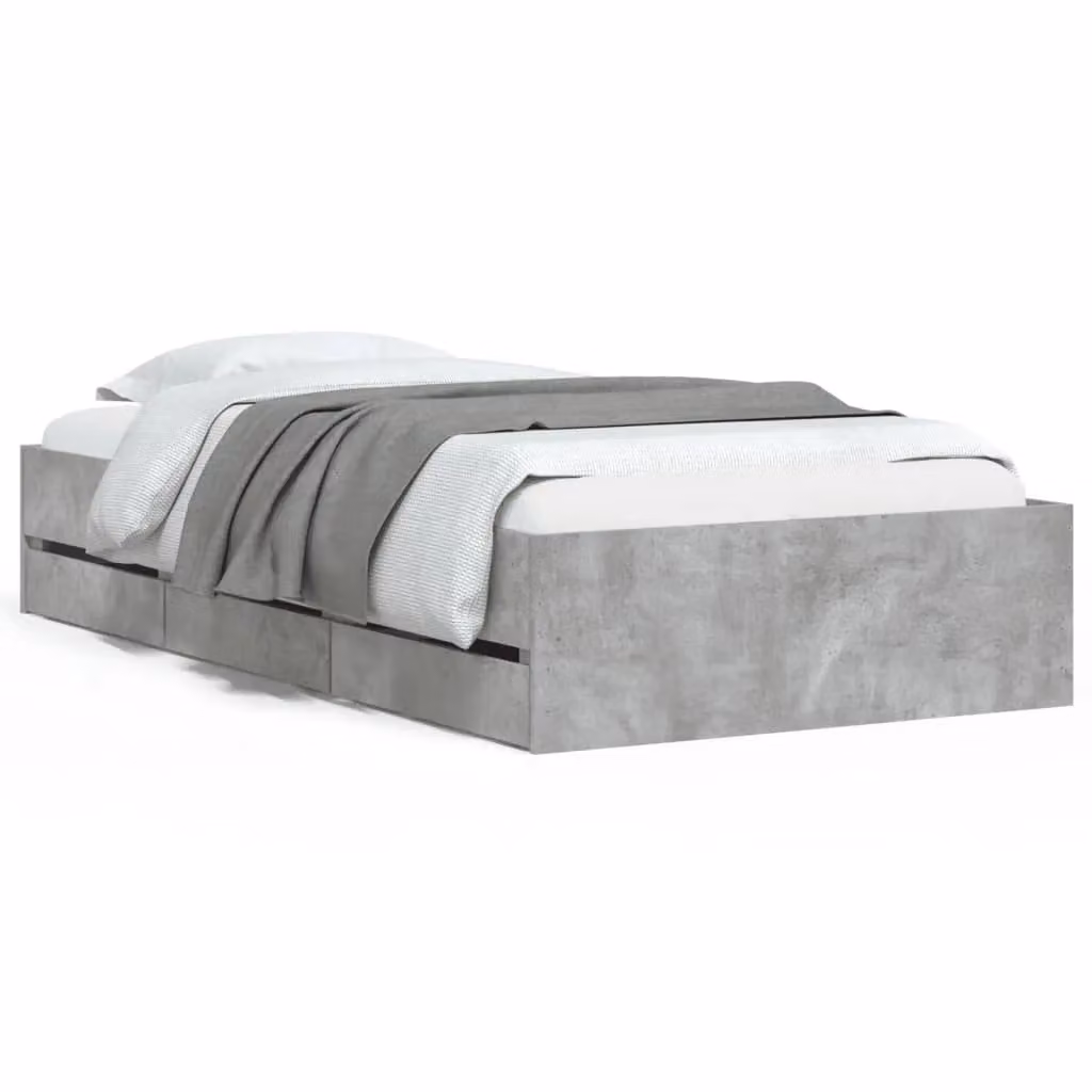 Berkfield Home Modern Bed Frame with Drawers in Concrete Grey, W: 90 cm, L: 200 cm – 2