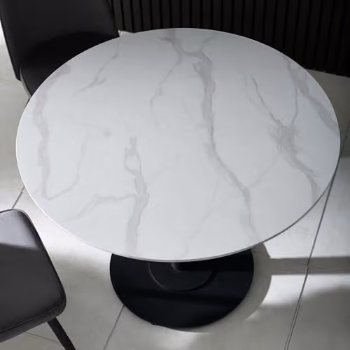 Julian Bowen Luca Round Marble Dining Table in White, H75 x W100 x D100 cm – 3