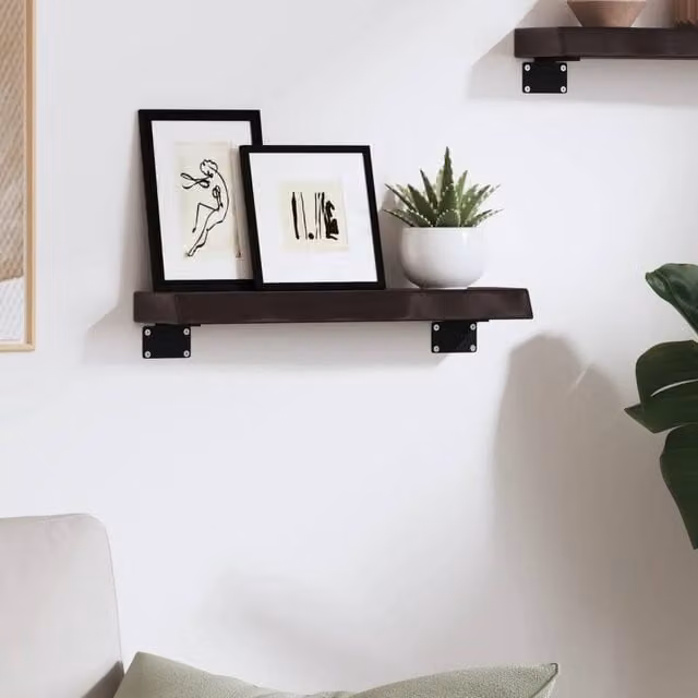 Berkfield Home Beautiful Rustic Oak Wall Shelf, Black, W: 40 cm, D: 10 cm, H: 4 cm