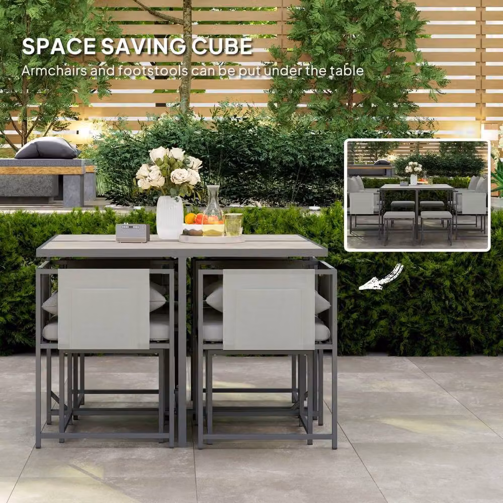 Wyld Haus Layori 8 Seater Grey Powder Coated Steel Garden Dining Set – 3