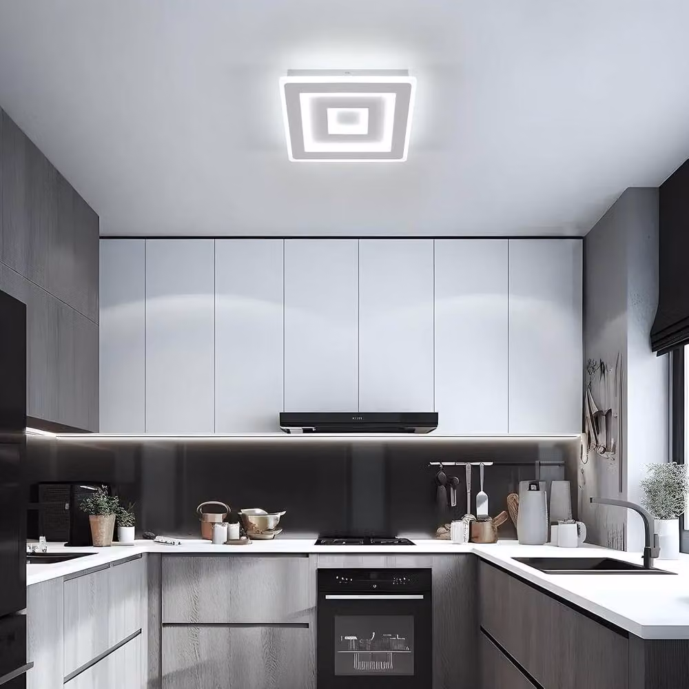 Goeco Square LED Ceiling Light, White, W: 28 cm, 36 W, 6500 K – 2