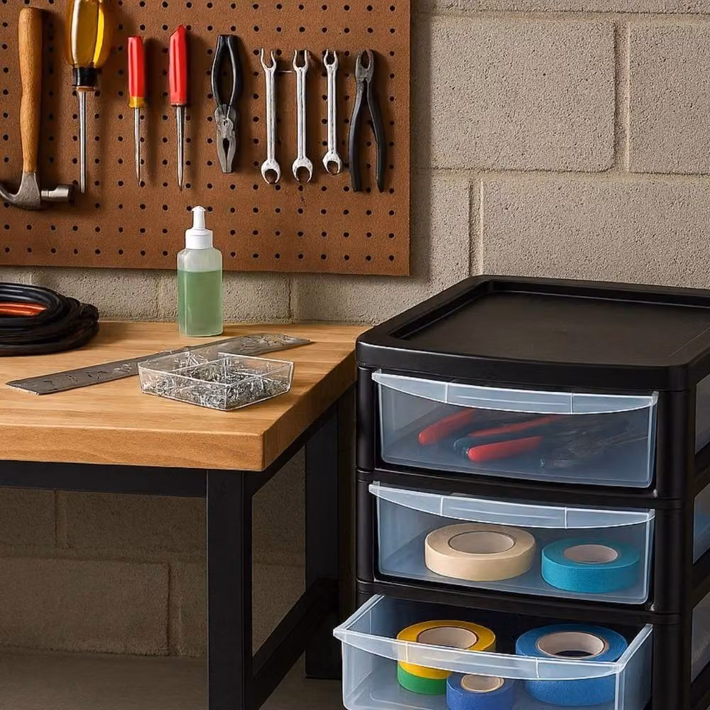 FLAVORA A4 3 Drawer Plastic Storage Unit in Black, Width: 50 cm – 3