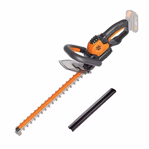 Worx Powershare 20V Cordless Reciprocating Hedge Trimmer, Black and Orange, 45cm – 1