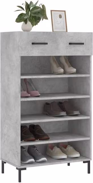 Berkfield Home Shoe Cabinet in Concrete Grey, W/D/H: 60 x 35 x 105 cm