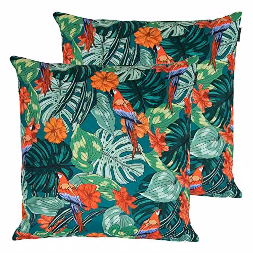 ICON Meadow Print Green Outdoor Cushion Set of 2, W/D/H: 43 x 43 x 43 cm – 1