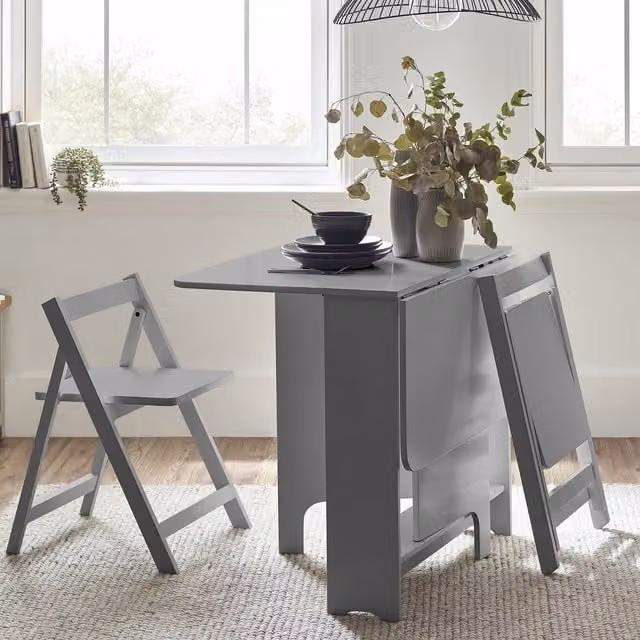Julian Bowen Gatan Small Grey Gateleg Dining Table and 2 Chairs Set