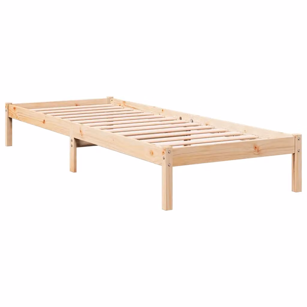 Berkfield Home Extra Long Solid Wood Pine Bed Frame in Brown W/D/H: 100 x 220 cm – 2