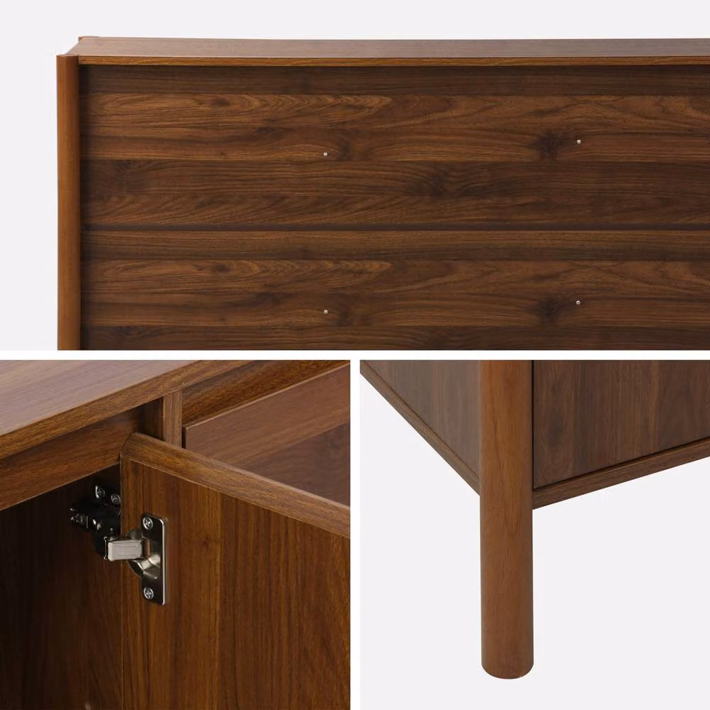 Sweek Modern 3-Door Wood Decor Sideboard in Dark Brown, W: 140 cm, H: 78.5 cm, D: 42 cm – 3