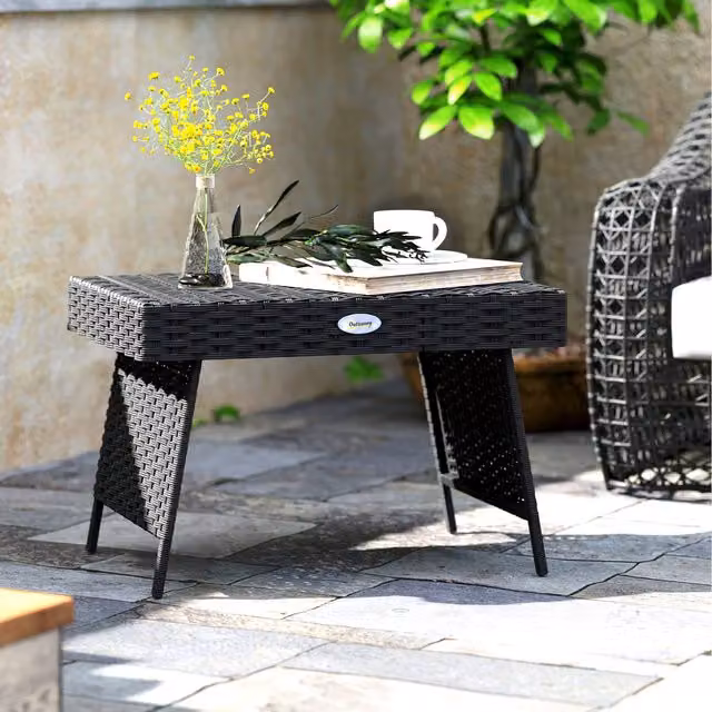 Outsunny Modern Foldable Outdoor Coffee Table in Black