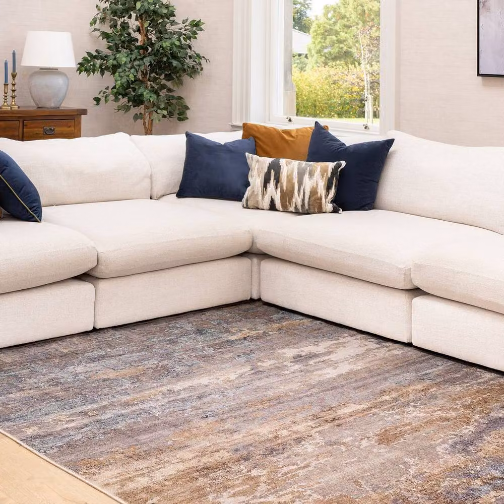 Kukoon Grey and Beige Distressed Soft Pile Vintage Area Rug, W: 60 cm, L: 240 cm – 3