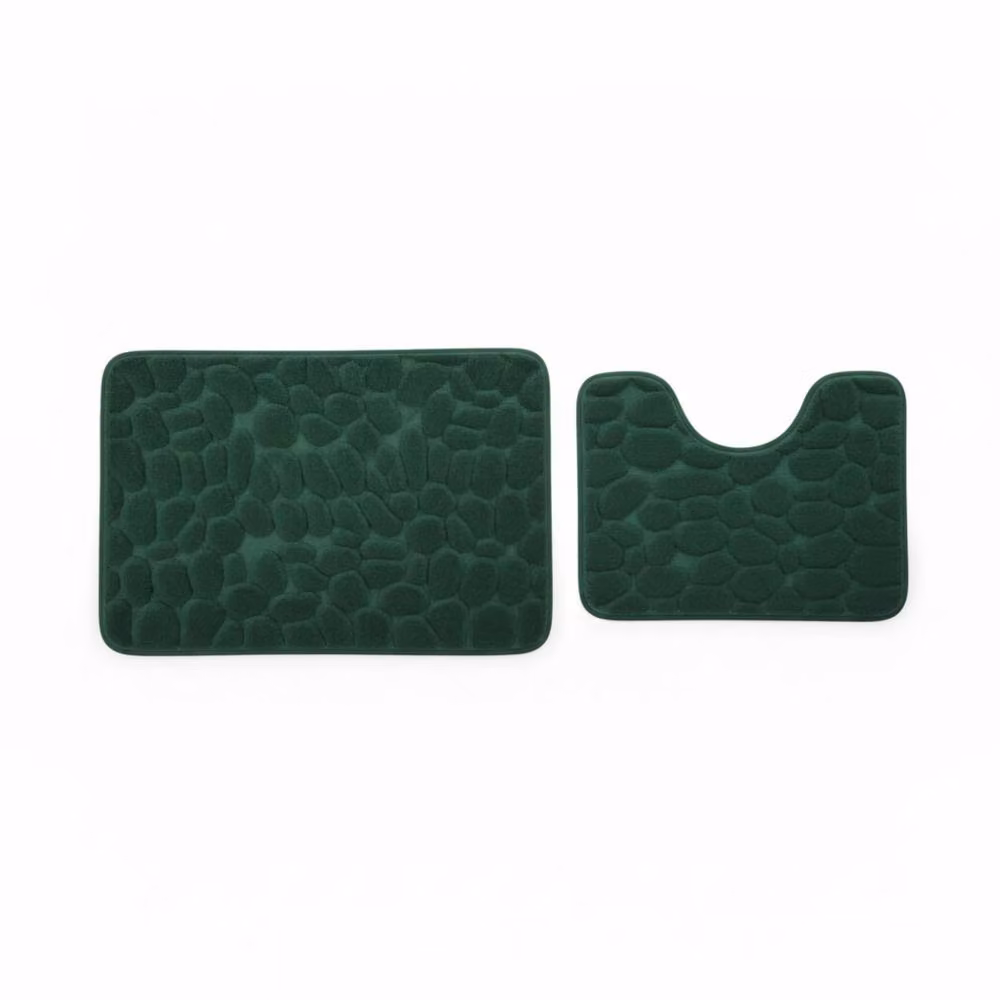 Snug City Pebble Design Memory Foam Bath Mat Set in Green, W: 50 cm x L: 80 cm – 2