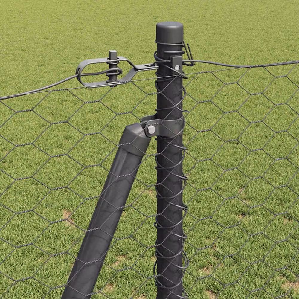 Berkfield Home Grey Steel Hexagon Fence 1.5 x 100 m – 3