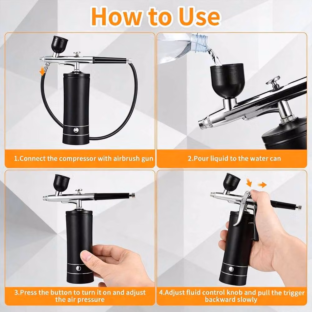 FLAVORA Portable Airbrush Kit with Compressor in Black – 5