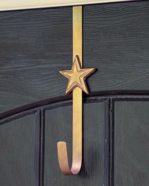 Dibor Brushed Gold Star Over Door Christmas Wreath Hanger Hook – 1