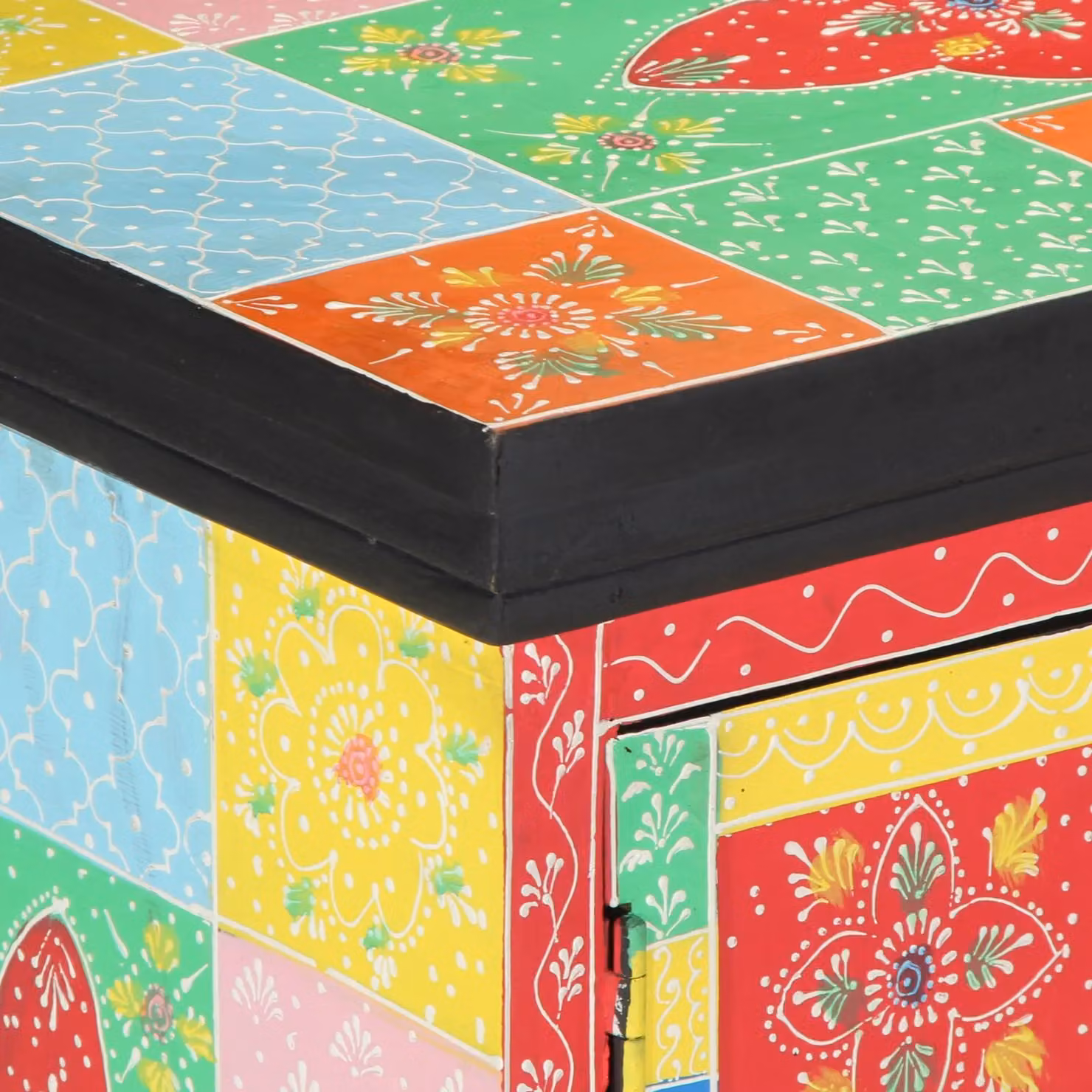 Berkfield Home Multicolour Geometric Mango Wood TV Cabinet, W/D/H: 100 x 35 x 50 cm – 4