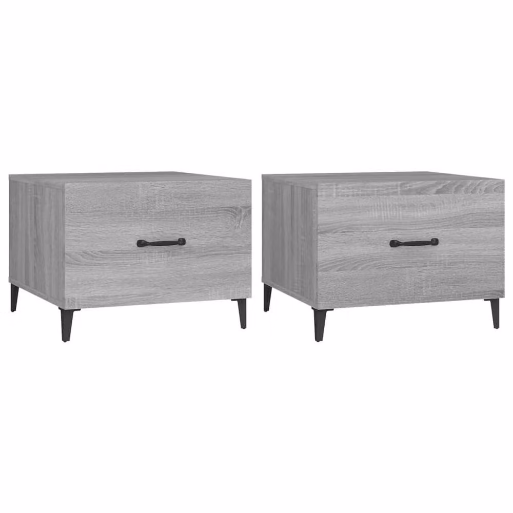 Berkfield Home Set of 2 Decorative Coffee Tables in Grey Sonoma with Metal Legs, W/D/H: 50 x 50 x 40 cm – 2