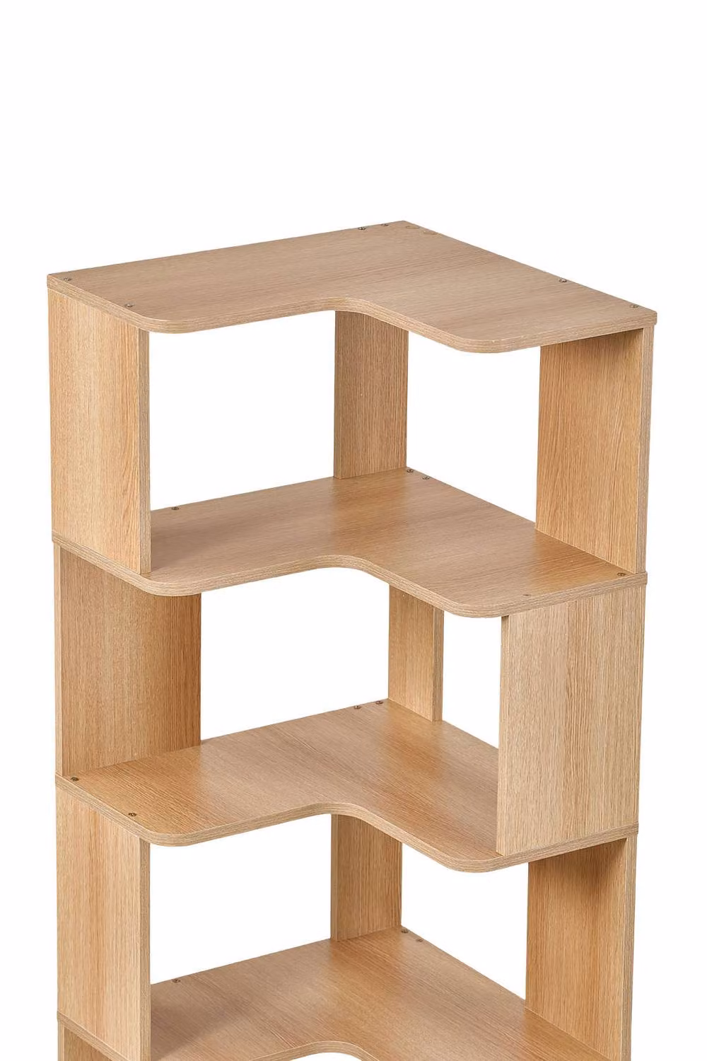 Living and Home 6-Tier L-shaped Corner Wooden Storage Shelf in Light Oak – 3