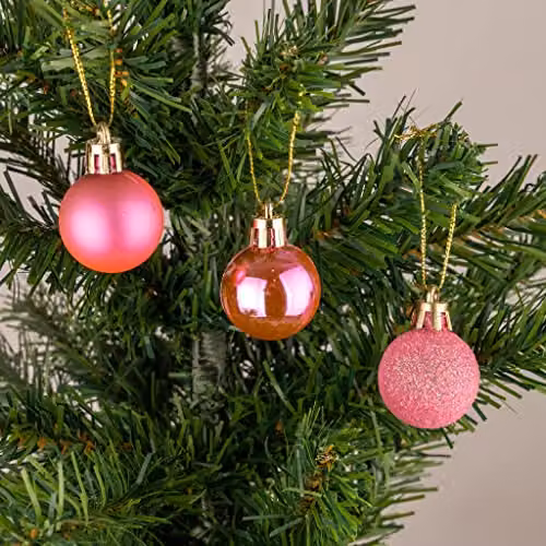 Shatchi 12-Piece Shatterproof Christmas Bauble Hanging Decorations in Pink and Silver – 3