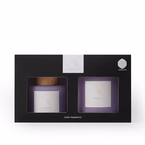 Aroma Naturals Frosted Decadence Candle and Reed Diffuser Gift Set in Lemon and Lavender, Purple – 2
