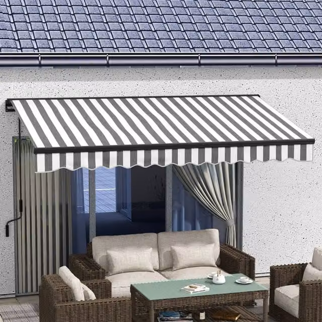 Outsunny Electric Retractable Wall-Mounted Awning with Aluminium Frame in Mixed Grey, W: 350 cm x D: 250 cm
