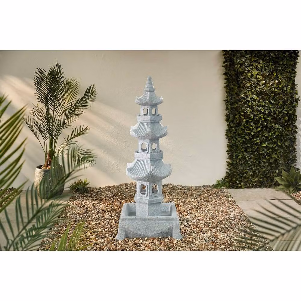 Altico Garden Products Ltd Grand Pagoda Water Feature in Grey, W/D/H: 55 x 55 x 126 cm – 2