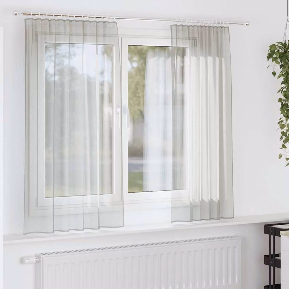 Berkfield Home Voile Curtains, 2 Pack, Light Grey, Rod Pocket, W: 140 cm