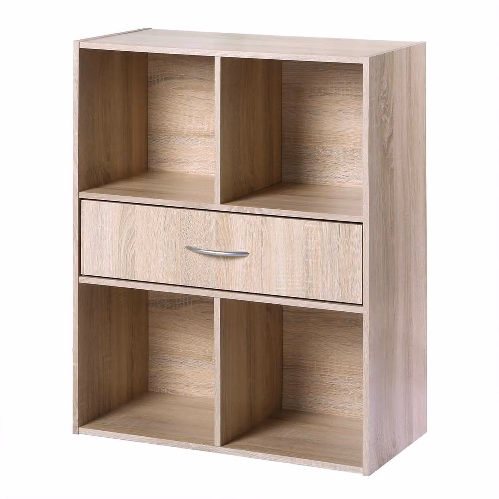 CALICOSY 4-Compartment Storage Shelf with Drawer, Brown, W: 62.0 cm, D: 29.5 cm, H: 80.0 cm – 3