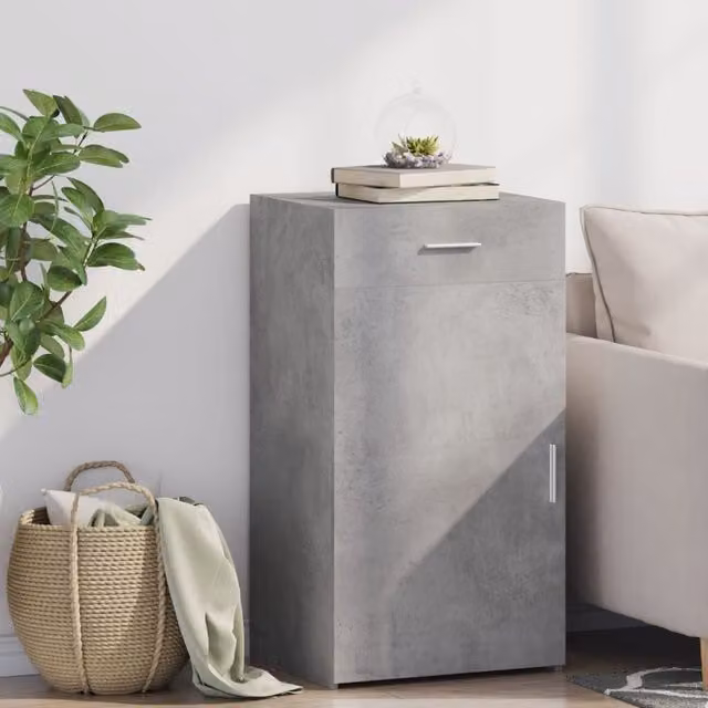 Berkfield Home Sideboard in Concrete Grey, W/D/H: 50 x 42.5 x 93 cm