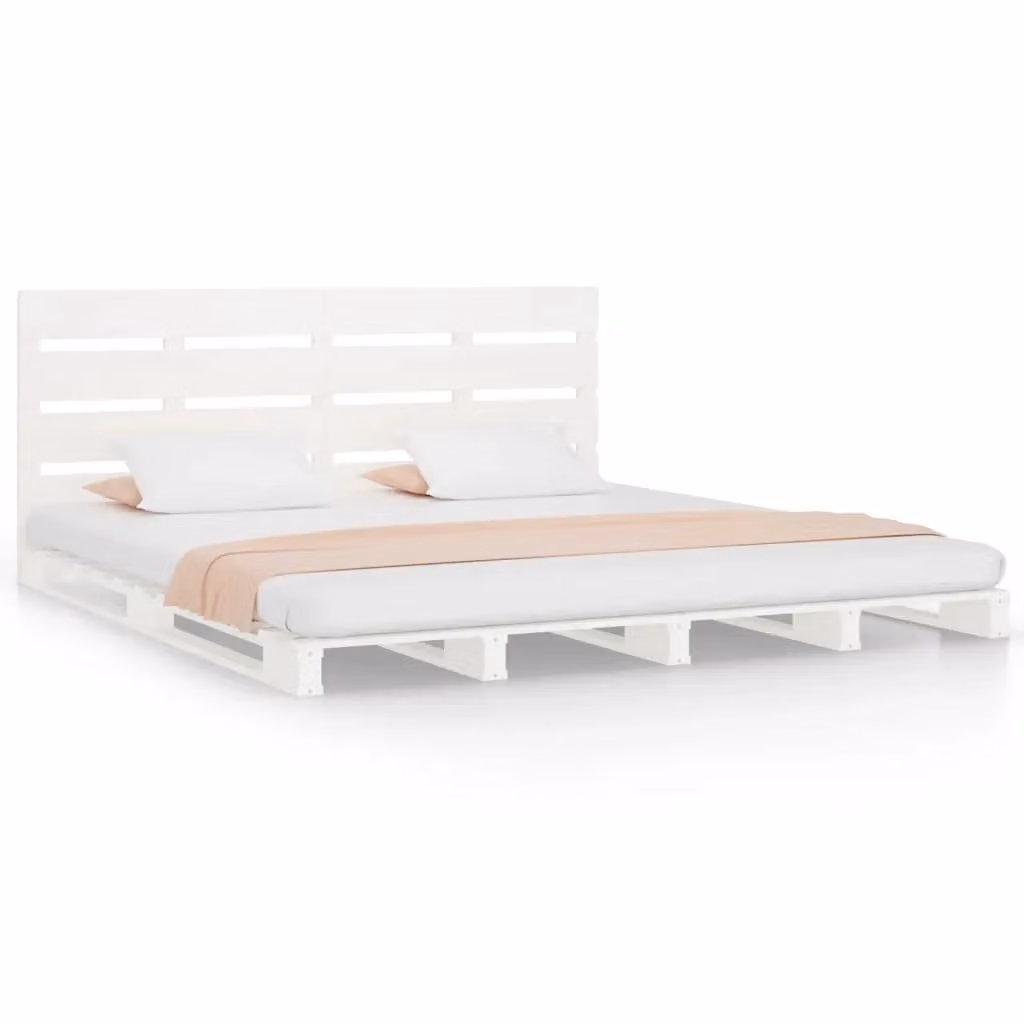 Berkfield Home White Solid Wood Pine Bed Frame W/D/H: 160 x 200 cm – 2