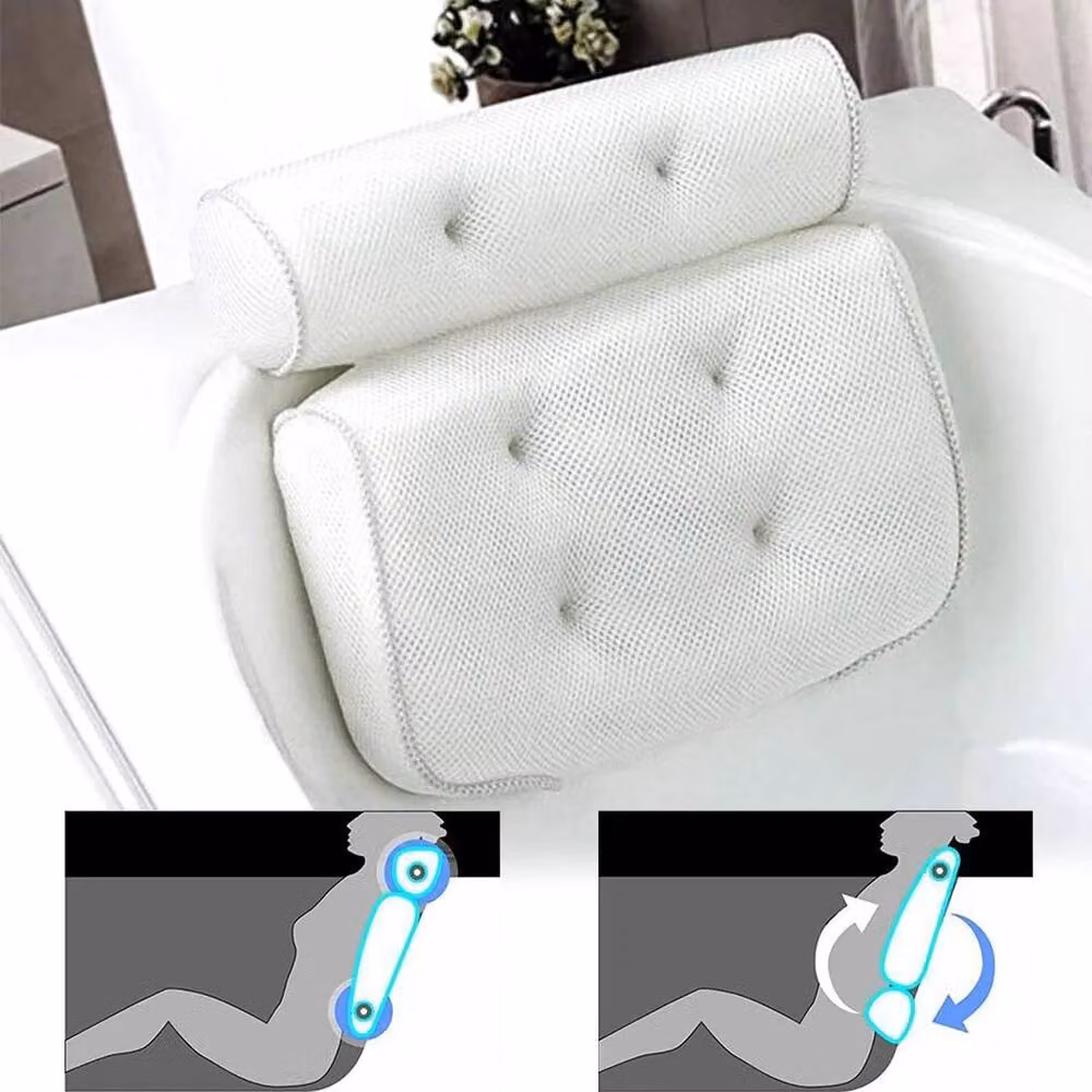 NESTLUNE Luxury Non-Slip Bath Pillow Soft White Bathtub Spa Headrest, Width: 180 cm, Drop: 180 cm – 4