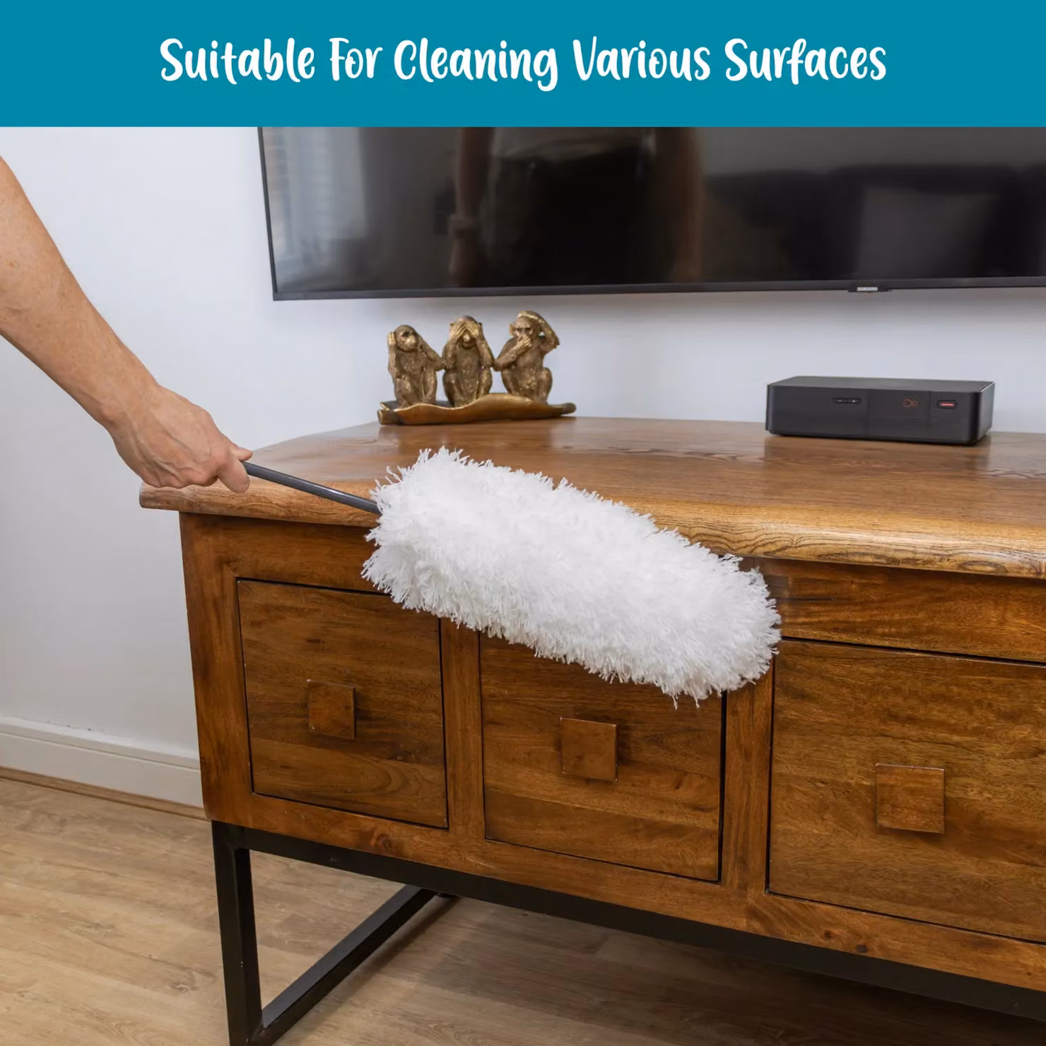 JVL Lightweight Flexible Microfibre Duster with Pole in Grey – 2