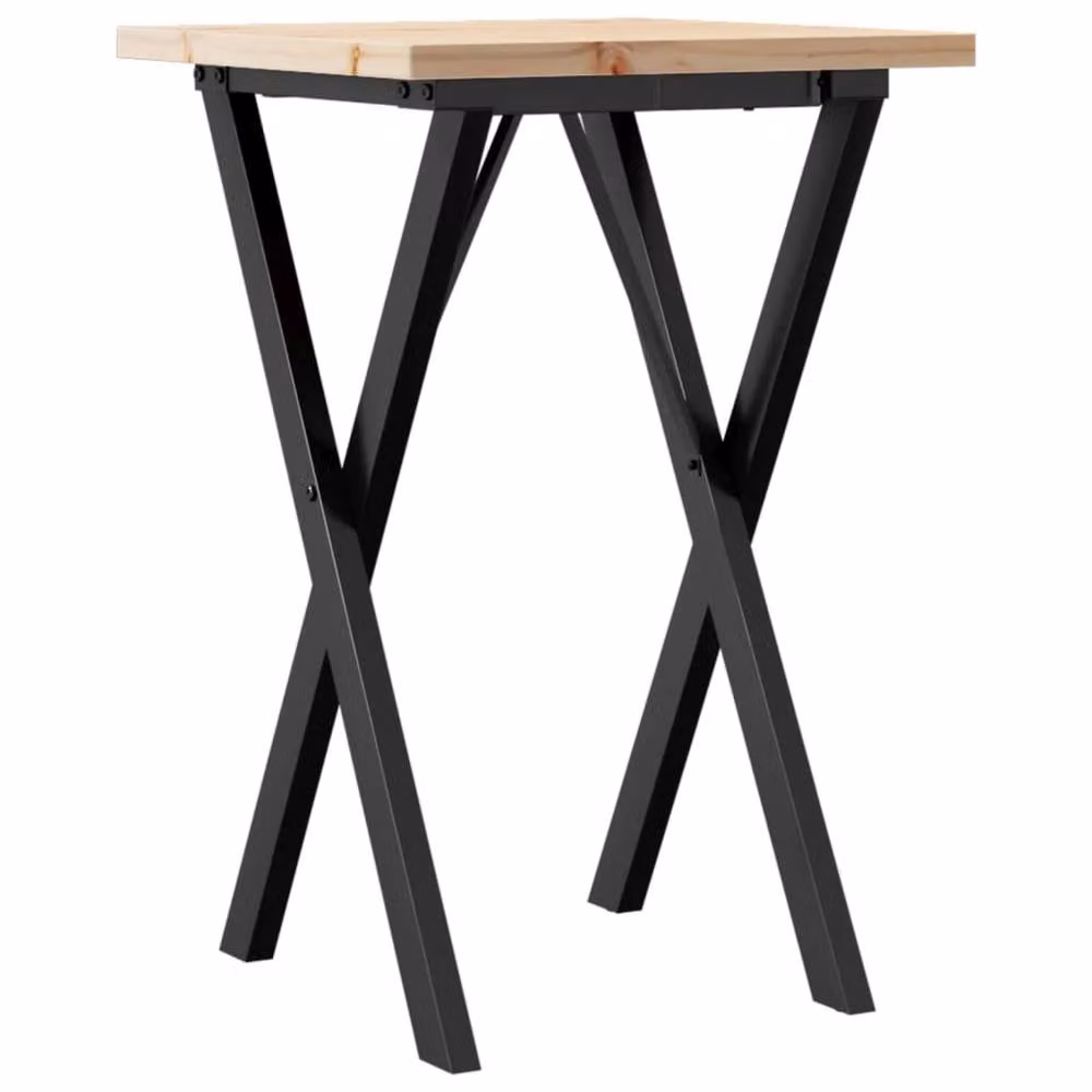 Berkfield Home X-Frame Square Dining Table in Brown Solid Pine and Steel, W: 50 cm, D: 50 cm, H: 75.5 cm – 2