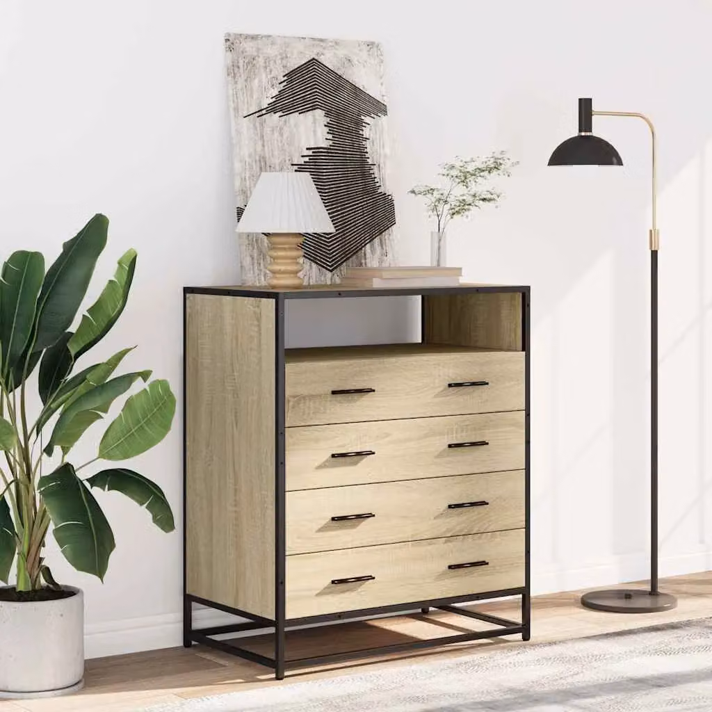 Berkfield Home Sonoma Oak Drawer Cabinet in Brown, W/D/H: 70 x 41 x 83.5 cm – 2