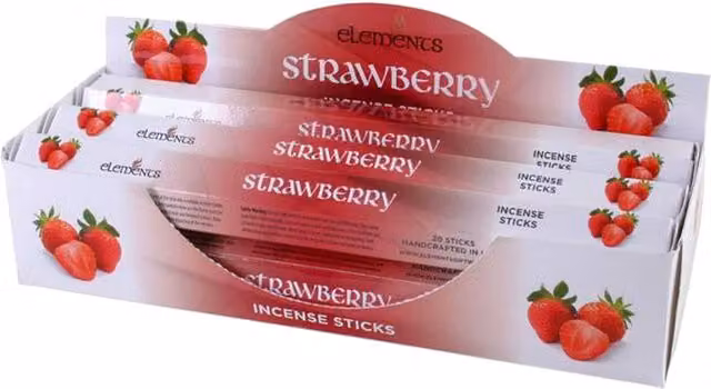 Elements Strawberry Fruity Incense Sticks, 6 Packs, Red
