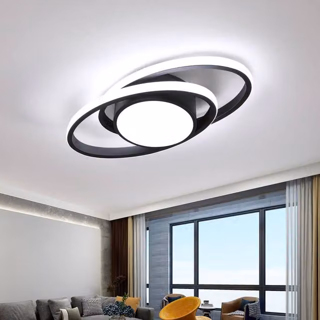 Goeco Modern Round LED Ceiling Light, 39W, 6500K Cool White, Black