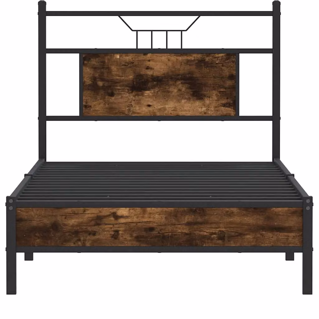 Berkfield Home Single Bed Frame in Smoked Oak and Brown Engineered Wood, W/D/H: 90 x 190 cm – 3
