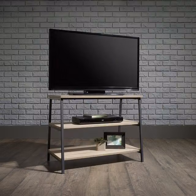 Teknik Charter Oak Industrial Style Brown Oak and Metal TV Stand