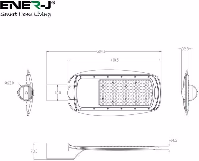 Ener-J 100W LED Street Light, 10000 Lumens, 6000K Cool White, IP65 Outdoor Floodlight, White