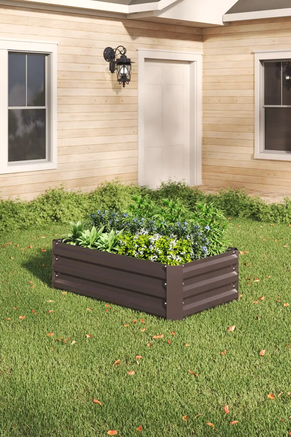Living and Home Galvanised Steel Raised Garden Bed Planter Box in Brown, W/D/H: 60 x 60 x 30 cm – 3